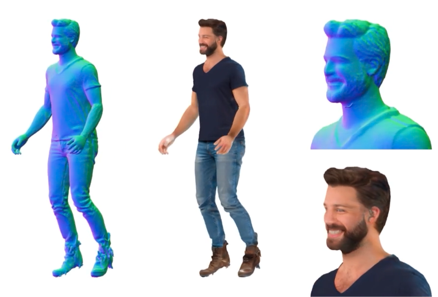 TeCH single-image clothed-human reconstruction results.